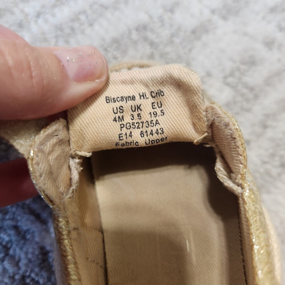 Sperry child animal print crib shoes gold size 4 - Picture 2 of 10